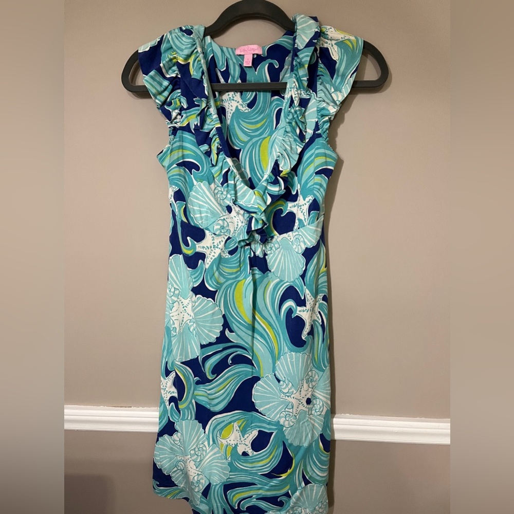 Lilly Pulitzer Blue and Green Floral Dress